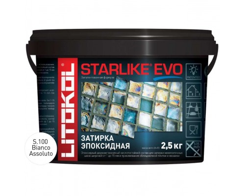 Затирочная смесь Litokol STARLIKE EVO Bianco Assoluto S.100, 2.5 кг
