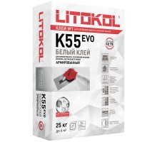 Клей LITOPLUS K55 для мозаики и плитки белый (мешок) 25 кг