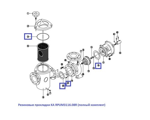 Резиновые прокладки KA RPUM3116.08R (полный комплект)