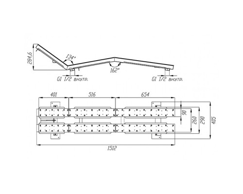 Лежак аэромассажный двухполосный (плитка) G2" (внутр.) нерж. AISI-316 /ЛА.02.0/1