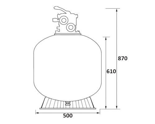 Фильтр  10м3/ч Jazzi T-Series 500мм мотаный c верхним вентилем 1 1/2" (040121)