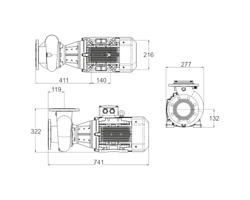 Насос без префильтра чугунный 140м3/ч PSH DN-20 H=10 5,5кВт 400В (1DN30750E4V)