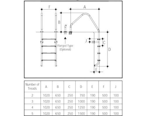 Лестница 3 ступени Gemas OVERFLOW AISI 316 (0312412)