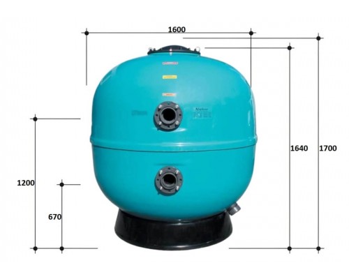 Фильтр 100м3/ч Gemas NEPTUNE COMMERCIAL 1600мм М1 фланец 125 мм черная крышка 400 (021218)
