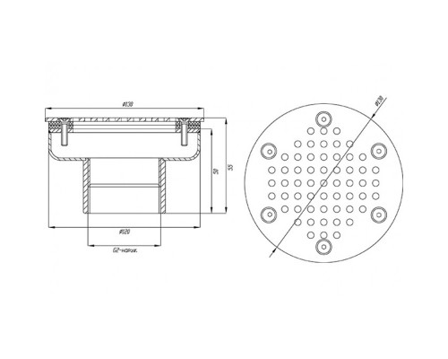 Плато аэромассажное д.120 (плёнка) G2" (наруж.) нерж. AISI-304