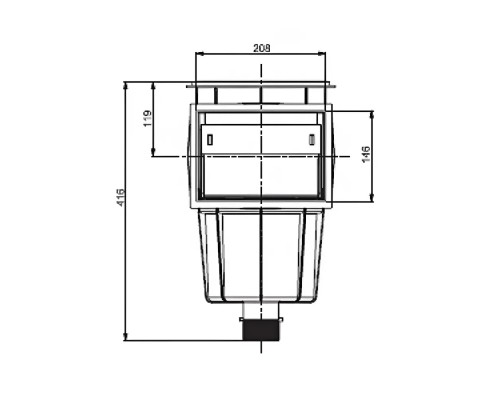 Скиммер из ABS-пластика, 15 л. cо стандарт. раструбом, подкл.внутр. 2"-1½", плитка