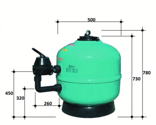 Фильтр  10м3/ч Gemas NEPTUNE 500мм с боковым вентилем 1 1/2" (021212)