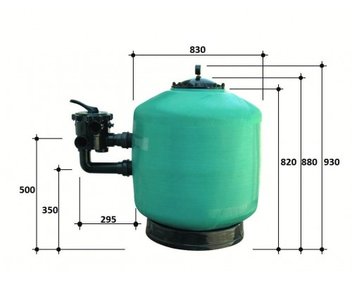 Фильтр  27м3/ч Gemas TURBIDRON BL 830мм мотаный с боковым вентилем 2" (021715)