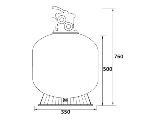 Фильтр   5м3/ч Jazzi T-Series 350мм мотаный c верхним вентилем 1 1/2" (040114)