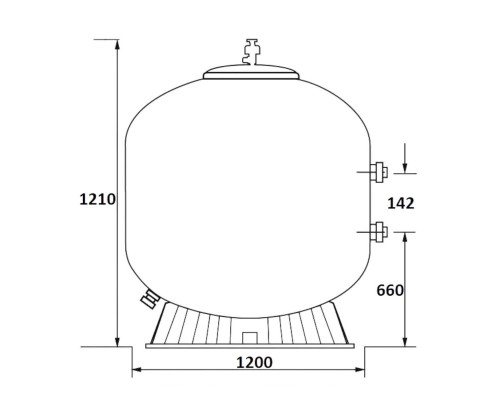 Фильтр  56м3/ч Jazzi S-Series 1200мм мотаный c боковым вентилем 2" (040248)