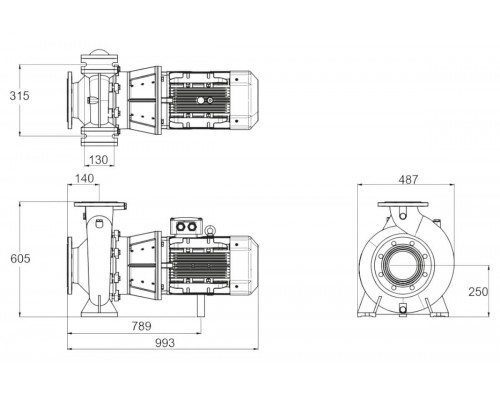 Насос без префильтра чугунный 340м3/ч PSH DN-133 H=10 15кВт 400В (1DN12000E7V)
