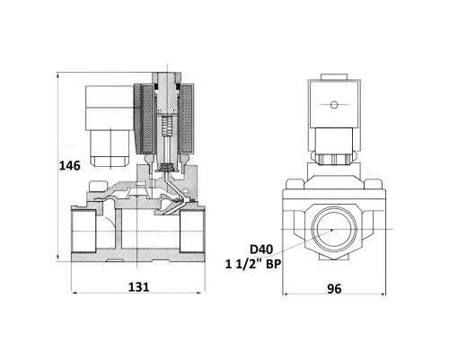 Соленоидный клапан Sanlixin 1 1/2" норм закрытый (SLP1DF02E1J40)