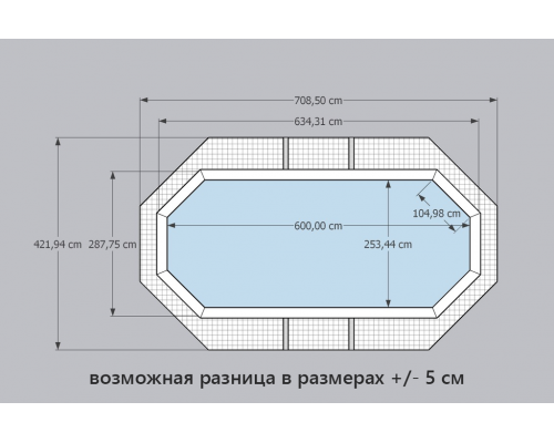 Деревянный бассейн "Ангара" 600 х 250 х 130 см овальный морозоуйстойчивый