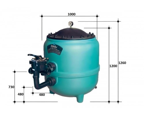 Фильтр  39м3/ч Gemas FILTRONE L 1000мм черная крышка 400 без бокового вентиля 2 1/2" (021817LL)