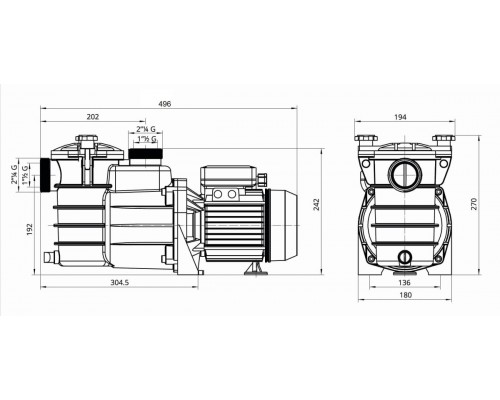 Насос с префильтром  12,5м3/ч PSH MINI-100M Н=10 0,75кВт 230В (морская вода) (1MIN0100M2V)