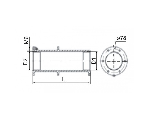 Стеновой проход дл.240 RG-бронза подкл. 2½" (внутр)х2"(внутр)(плитка)