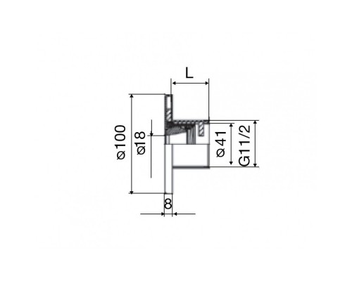 Форсунка стеновая Ø 100 (плитка) G2"(наруж.)нерж. ст. AISI-316 и RG-бронза