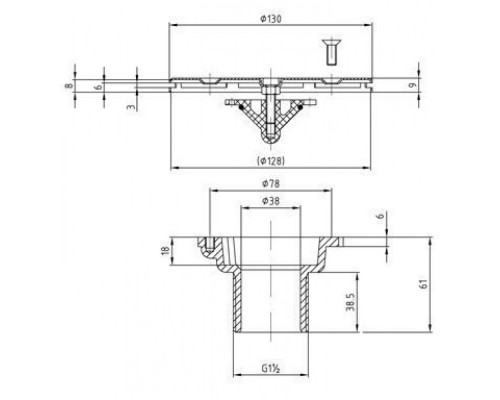 Форсунка донная регулируемая Ø 130 (плитка) G2"(наруж.) нерж. ст. AISI-316 и RG-бронза