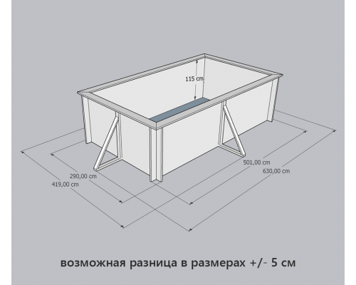 Деревянный бассейн "Витим" 460 х 250 х 115 см прямоугольный морозоуйстойчивый