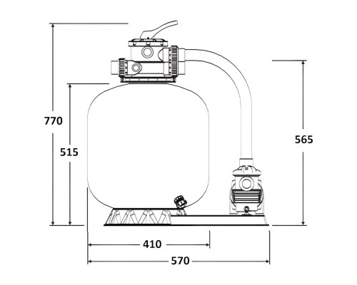 Фильтровальная установка  6,5м3/ч Laswim P-DYG 410мм с насосом KP256 (P-DYG400K)