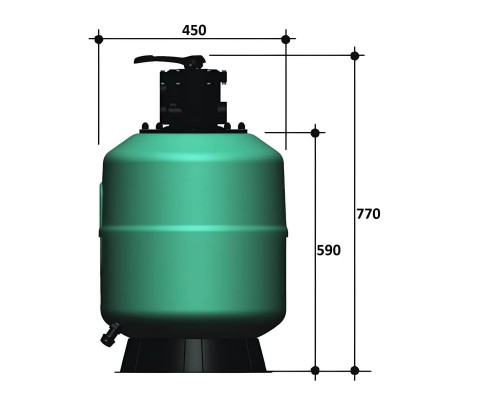 Фильтр   8м3/ч Gemas FILTREX T 450мм с верхним вентилем 1 1/2" (021111T)