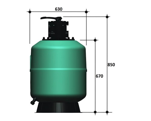 Фильтр  15,5м3/ч Gemas FILTREX T 630мм с верхним вентилем 1 1/2" (021113T)
