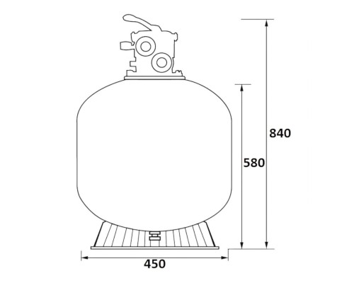 Фильтр   8м3/ч Jazzi T-Series 450мм мотаный c верхним вентилем 1 1/2" (040118)