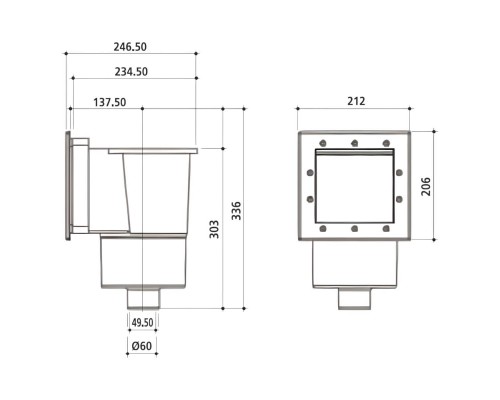 Скиммер Gemas MINI 186х180мм 1 1/2" ВР (универсал) (04213)