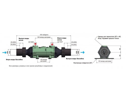 Теплообменник   50кВт Bowman пучок труб н/с +соед. муфты (EC100-5113-2S)