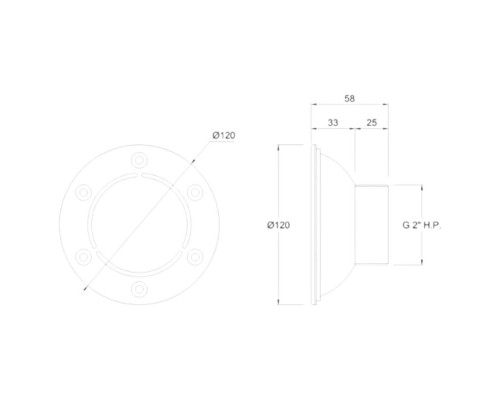 Форсунка донная рассеивающая Акватехника 120мм 2" НР AISI 316L (универсал) (AT03.40M)