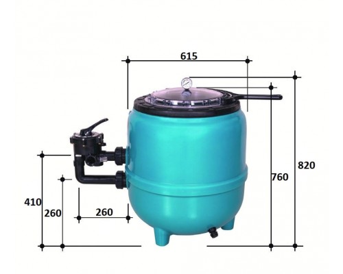 Фильтр  15м3/ч Gemas FILTRONE LLT 615мм прозр. крышка 400 с боковым вентилем 1 1/2" (021813LLT)