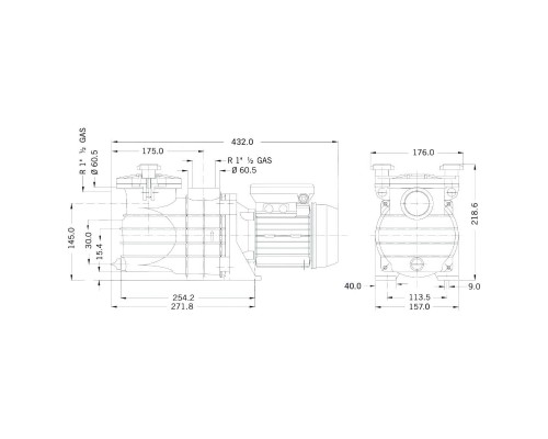 Насос с префильтром   8,5м3/ч PSH MICRO-50 Н=8 0,37кВт 230В (морская вода) (1MIC1050M2V)