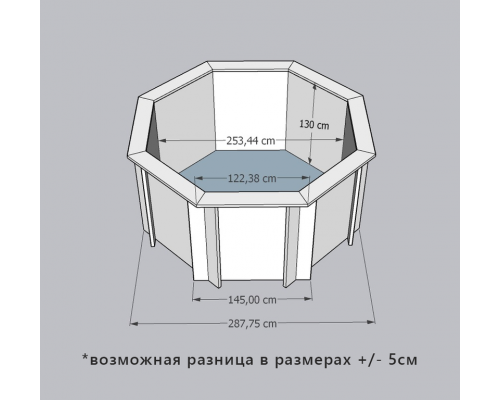 Деревянный бассейн Кристалл "Ханхой" 250 х 250 х 130 см круглый морозоуйстойчивый