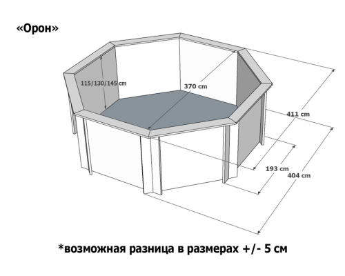 Деревянный бассейн Кристалл  "Орон" 370 х 370 х 145 см круглый морозоуйстойчивый