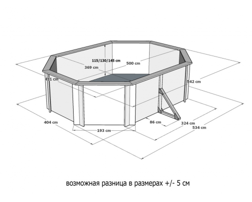 Деревянный бассейн "Селенга" 500 х 370 х 145 см овальный морозоуйстойчивый