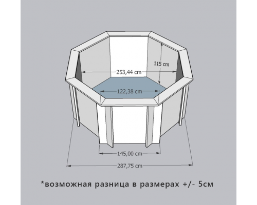 Деревянный бассейн Кристалл "Ханхой" 250 х 250 х 115 см круглый морозоуйстойчивый