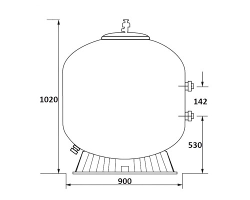 Фильтр  31,5м3/ч Jazzi S-Series 900мм мотаный c боковым вентилем 2" (040236)
