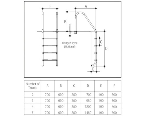 Лестница 4 ступени Gemas STANDARD AISI 304 (0311113)