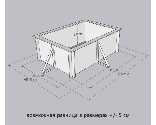 Деревянный бассейн "Кая" 370 х 250 х 130 см прямоугольный морозоуйстойчивый