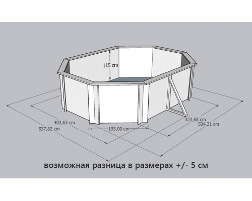 Деревянный бассейн "Селенга" 500 х 370 х 115 см овальный морозоуйстойчивый