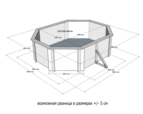 Деревянный бассейн "Киренга" 465 х 370 х 145 см овальный морозоуйстойчивый