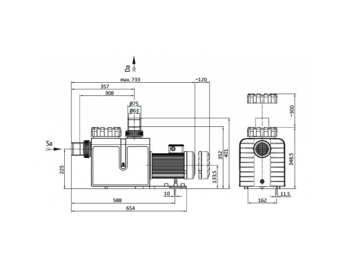 Насос "BADU Profi 38" с префильтром 38 м³/ч, 1,8 кВт, 220 В /210.2380.038/