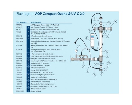 Ультрафиолетовая установка с озонатором Blue Lagoon Ozone  UV-C 75000, VGE (произведена замена BH03752 на BH12752)