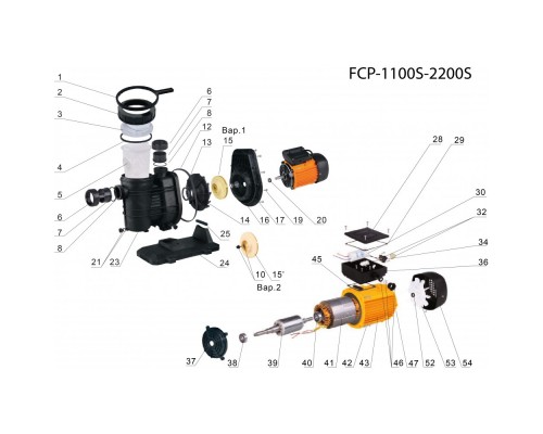Насос FCP-1100S с префильтром 26,1м³/час(10м), 1ф/220В, 1,9/1,1 кВт