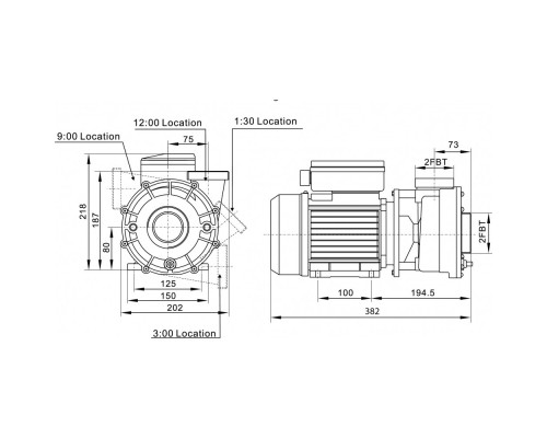Насос LP250 без префильтра 30м³/час(12м), 1ф/220В, 1,85кВт/8,0, PoolKing