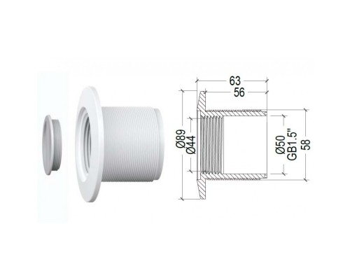 Фланец GR02, 1.5"x 2", для светильников N601, N861, бетон, комплект /N601.GR02/
