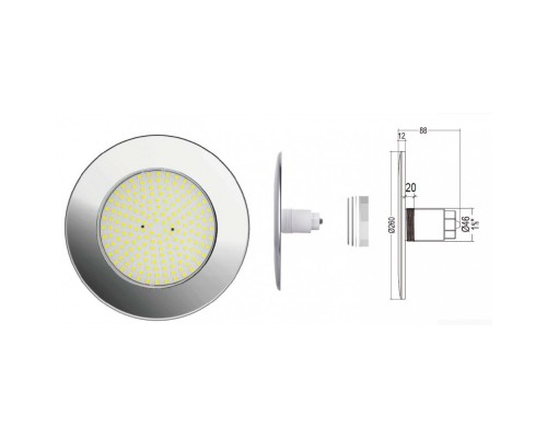Cветильник N861, LED, RGB 2 пр., встраиваемый, 1 ½", 35Вт, 12ВAC, AISI-316