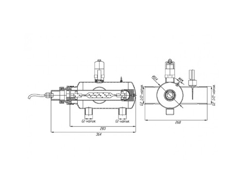 Ультрафиолетовая установка UVM- 600, 30 м3/ч, , 0,6кВт, 2 ½"  , AISI-316/УФМ.06