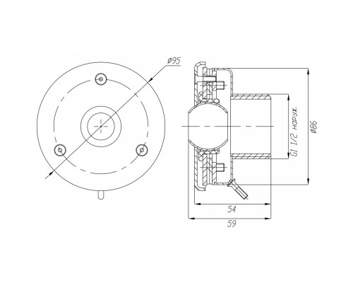 Форсунка стеновая Ø 95 (пленка) G1½"(наружн.) нерж. ст. AISI-304
