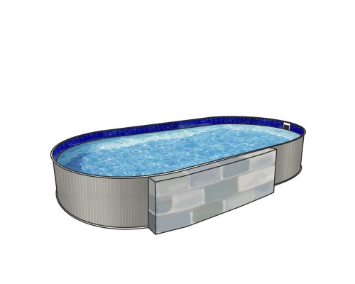 Бассейн овальный Лагуна  ( 5,50 х 3,50 х 1,25)(принт)каркас,скиммер,чашка 0,4мм/55035002-04